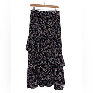 Amazon Black and Blue Floral Midi Skirt